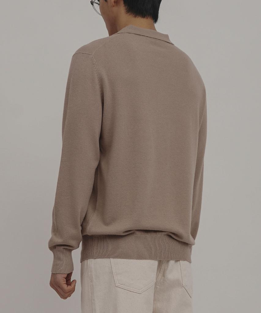 GOLDPERCENT Viscose Soft Cozy Collar Knit (Beige, Men)