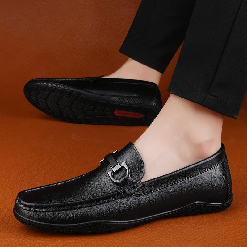 Fashion Summer New Men Casual Shoes Leather Mens Shoes Slip-on Dress Shoe High Quality Men's Loafers Comfy Business Formal Shoes for Man