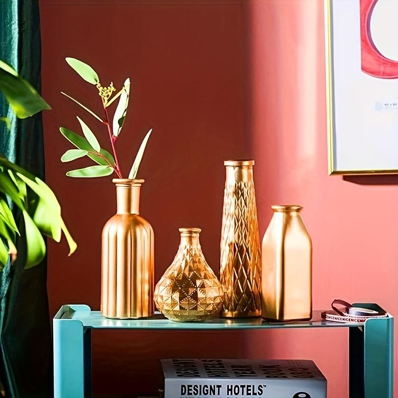 4-piece set of golden glass vases, dining table decorations, home decor