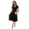 2024 Summer V-Neck Ruched Waist Puff Sleeve Swing Dress for Women