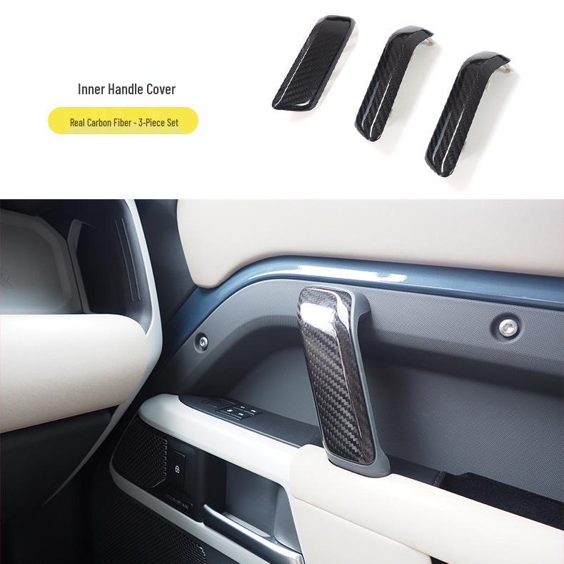 Carbon Fiber Interior Door Handle Cover for 20-22 Land Rover Defender 110 - Replacement & Decoration