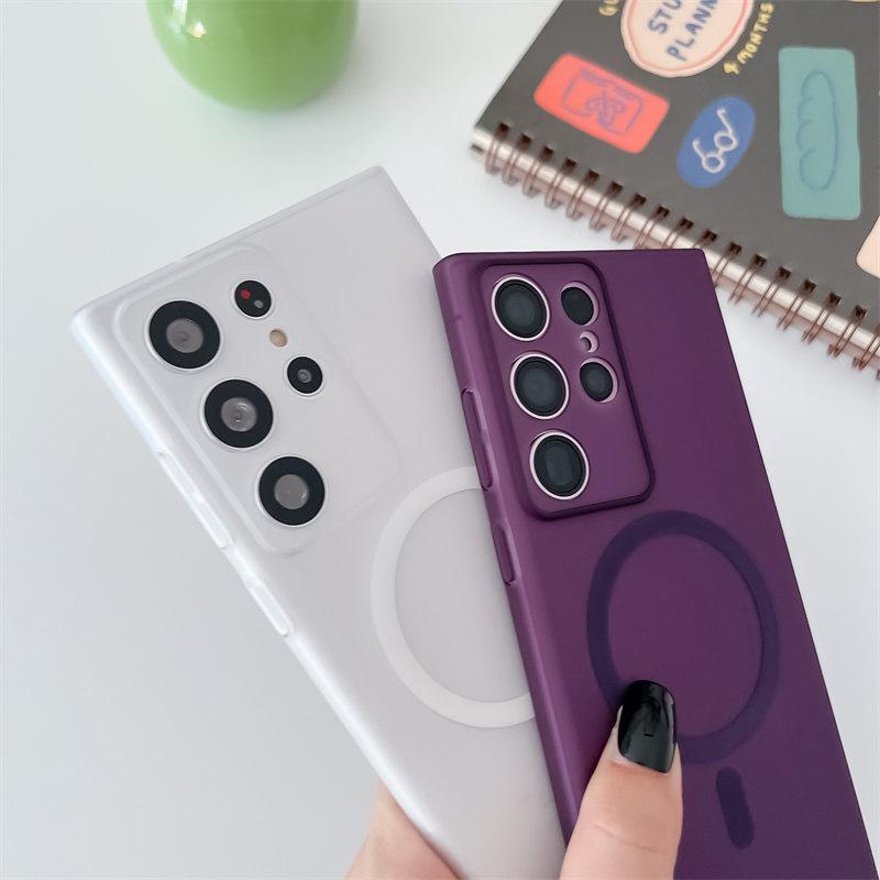 Luxury Ice Mist Magnetic Skin Sensitive Phone Case for Samsung S24 Ultra S23 Plus S22 All-inclusive Fall Protection Cover