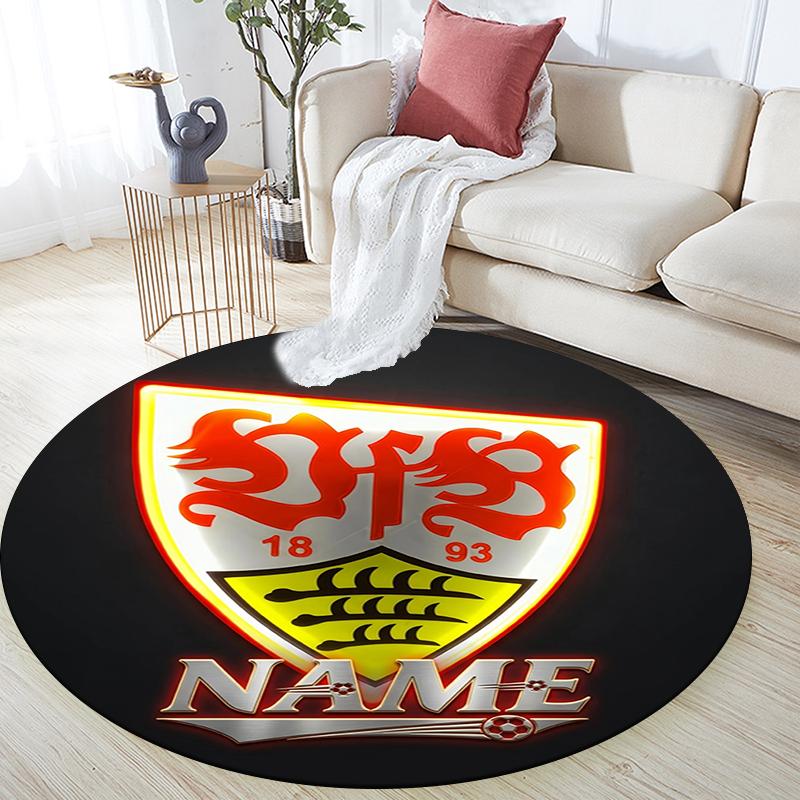 Custom Name,VfB Stuttgart pattern round rug,Carpet Rug for Living Room Bedroom Playroom ,Non-slip Floor Mat,Holiday Gifts and Birthday Gifts.