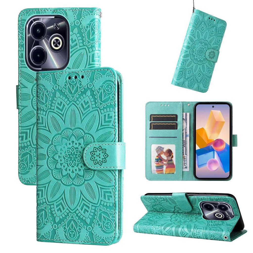 Applicable to INFINIX Hot 50 Mobile Phone Leather Case Camon 30 Sunflower Embossed Card Case Google 9A