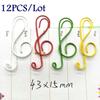 12pcs/lot Colorful Music Paper Clips Metal Bookmarks Folders Memo Binding Supplies School Office Stationery Clip Accessories