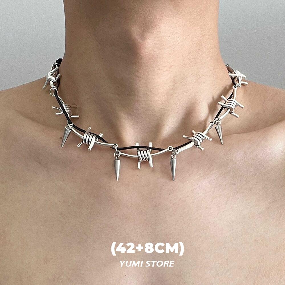 Hip Hop Flame Heart Choker Necklace For Woman Man Titanium Steel Clavicle Chain Thorn Heart Pendant Punk  Wholesale