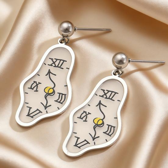 1 Paar Damenohrringe Leichte Schmelzende Uhr Design Hängeohrringe Künstlerisches Römisches Zifferblatt Muster Lange Ohrringe Schmuck Geschenk