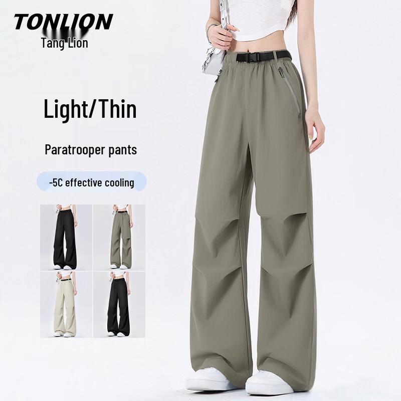 TonLion Women s Sun Protection Wide-Leg Cargo Pants L