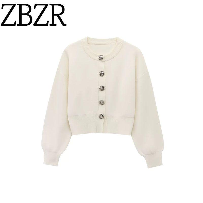 Za New Fall Women's Clothing 2025 Fashion Style Fashion All-Match Flower Button Decoration Knitting Outwear 5536031