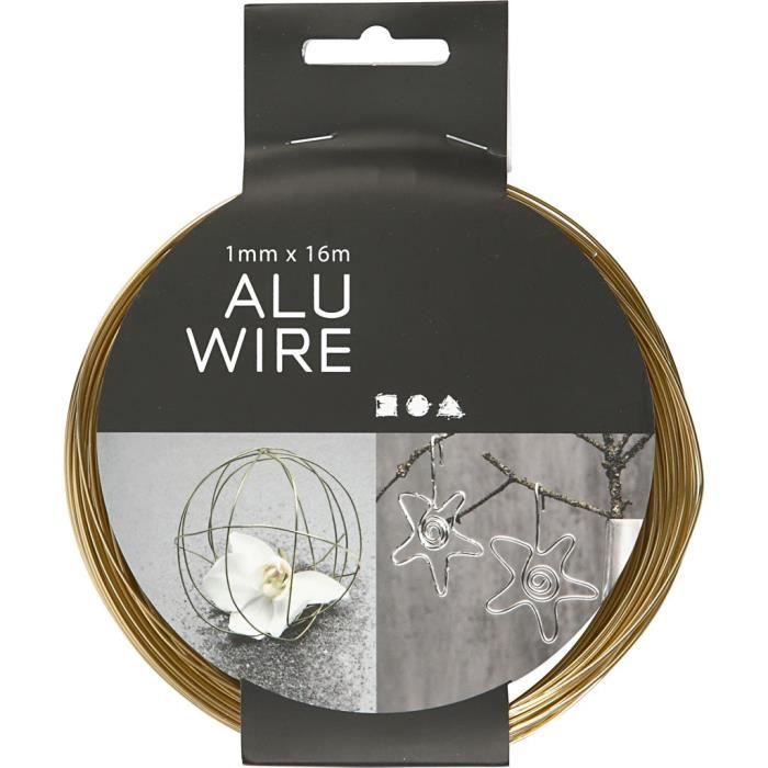 Creotime Aluminum Wire 16 M Round Round 1 Mm Gold