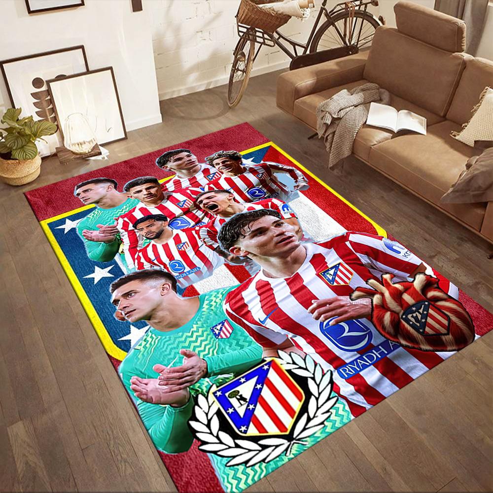 Atletico Madrid Teppich Geeignet für Spielzimmer Schlafzimmer Spielzimmer Außenbereich Rutschfester Teppich Anime Bürodekoration Perfekte Geburtstags-Weihnachtsgeschenkidee