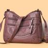 2025 Women's Soft Leather Shoulder & Crossbody Bag Versatile Multi-Pocket Shoulder Bag for Middle-Aged & Elderly
