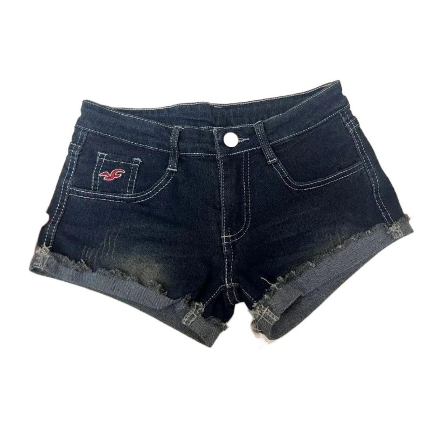 Women s Low Waist Denim Shorts Slim Fit Hot Pants Summer Frayed Hem Casual Jeans XS