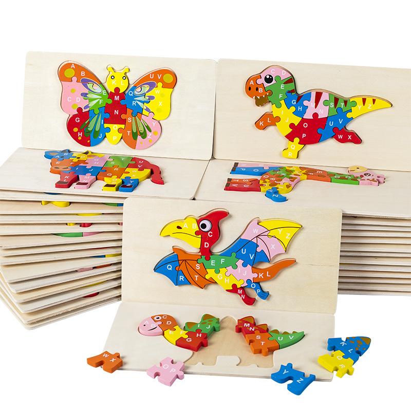 Kinder Pädagogisches Holztier Digitales 3D-Puzzle Lernspielzeug für die frühe Bildung