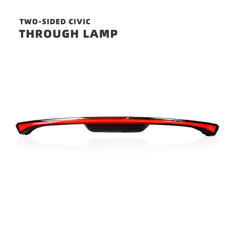 Car Rear Spoiler Lamp Accessory Part Tail Lamp Tail Light for Honda Civic Hatchback 10th gen Through Lamp