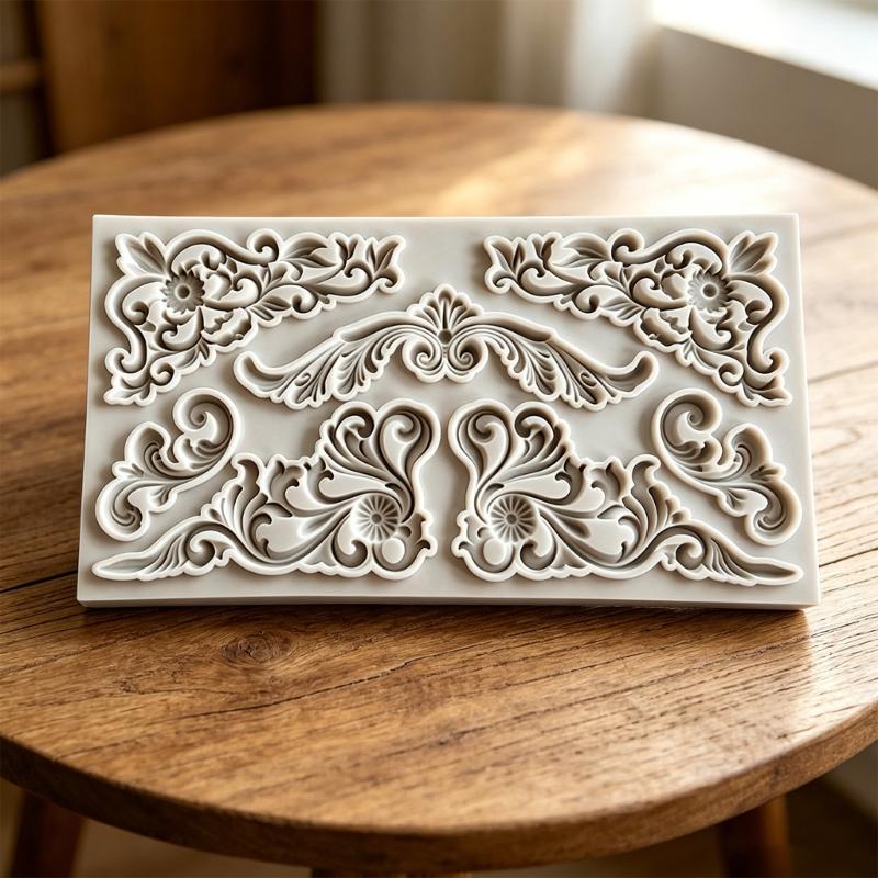Antique Embossing Silicone Mold Food Grade Silicone For Making Candle Chocolate Fondant Cake Decorating and Clay Craft