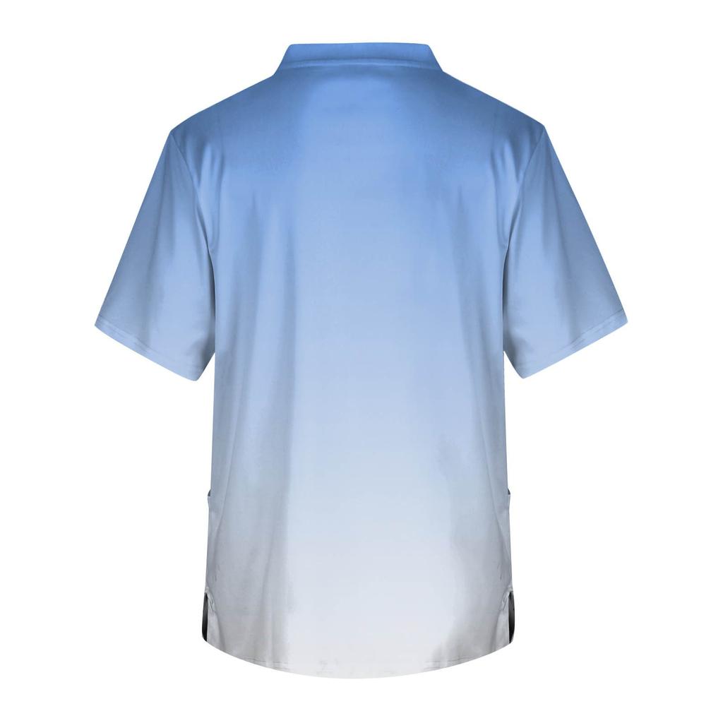 Men's Short Sleeve V Neck Gradient Print Print Chest Pocket Carer Top