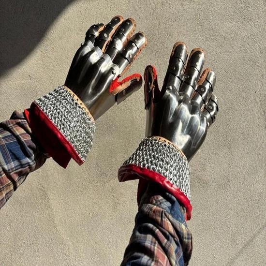 Medieval Steel Gauntlets Armor Knight Finger SCA LARP Gloves Gift