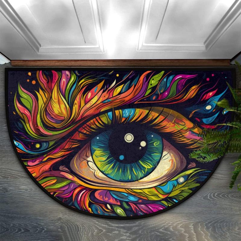 Bohemian Floral Retro Style Semi-Circular Entrance Mat