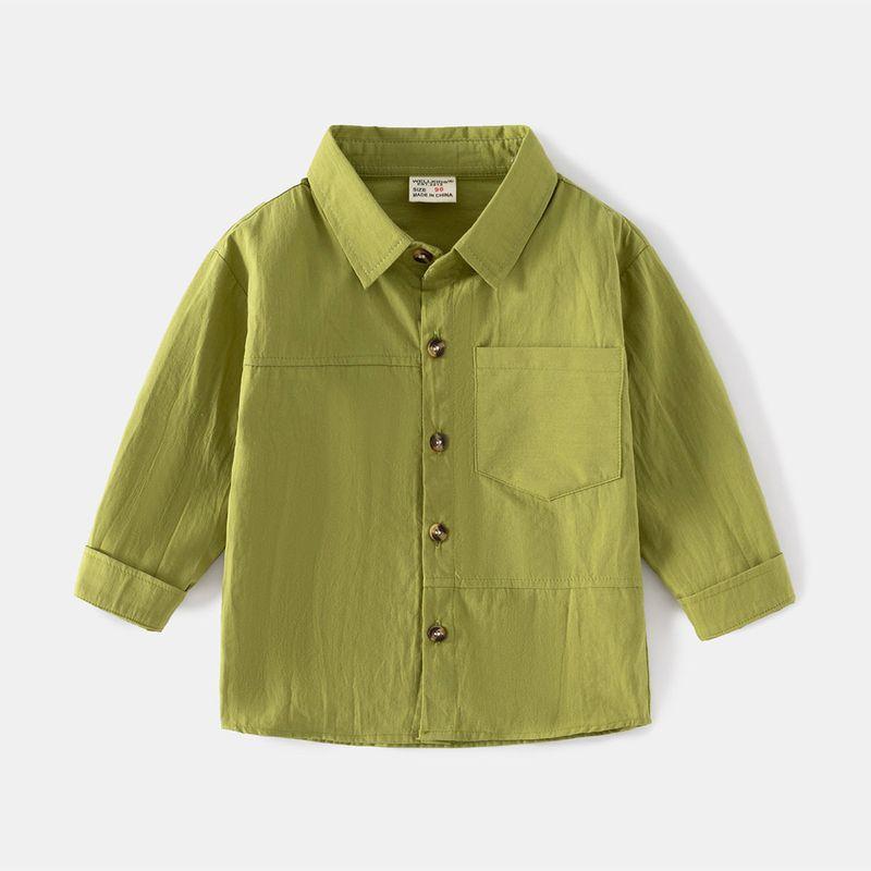 Children's Spring and Autumn Long-Sleeved Shirts for Boys, Casual and Fashionable Long-Sleeved Shirts for Boys, Solid Color Clothes for Baby Boys