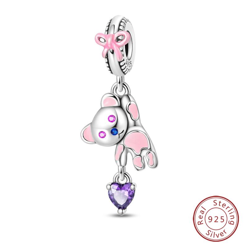 100% Copper Cute Little Bear Butterfly Flamingo Charms Beads Rose Princess Pendants Fit Diy Bracelets Jewelry Gifts