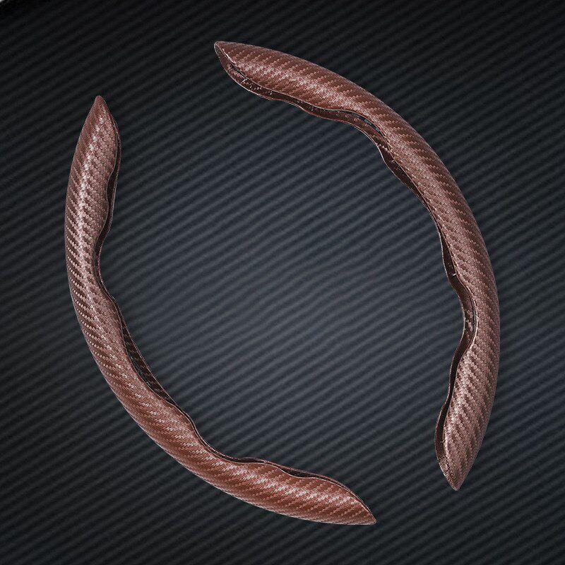Car Steering Wheel Cover Carbon Fiber Pattern Ultra-Thin Non-Slip Four-Season Universal Handle Cover D-Type Sweat-Absorbent Interior Car Accessories