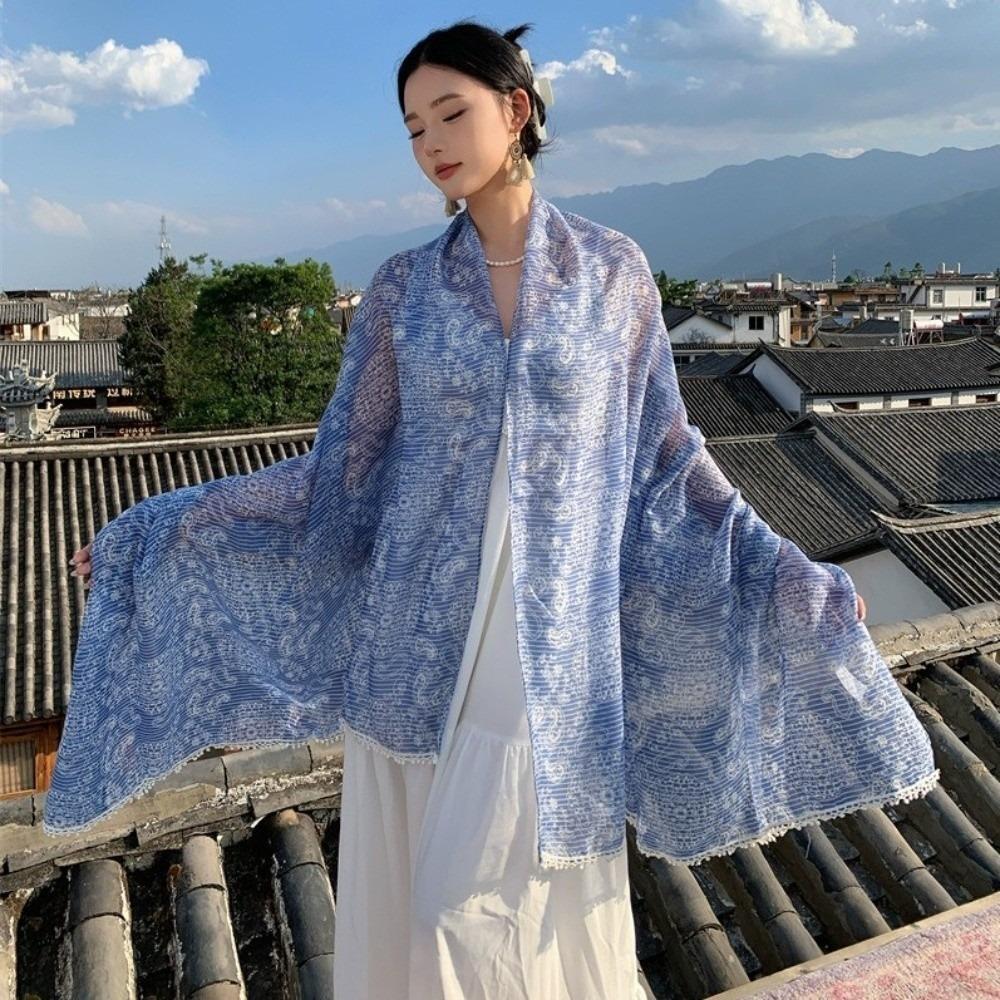 Sun Protection Paisley Shawl Head Wraps Beach Scarf Elegant Sunscreen Shawl  Outdoor