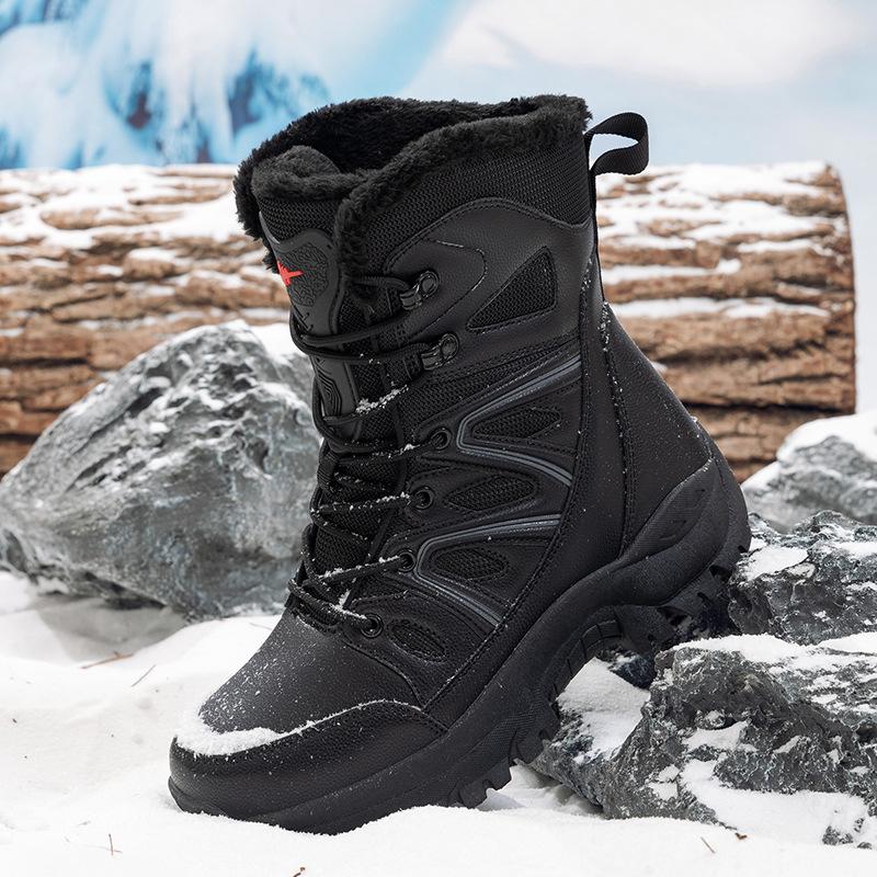 Men's Winter Waterproof High-Top Fleece-Lined Hiking Boots – Non-Slip Snow Boots for Outdoors