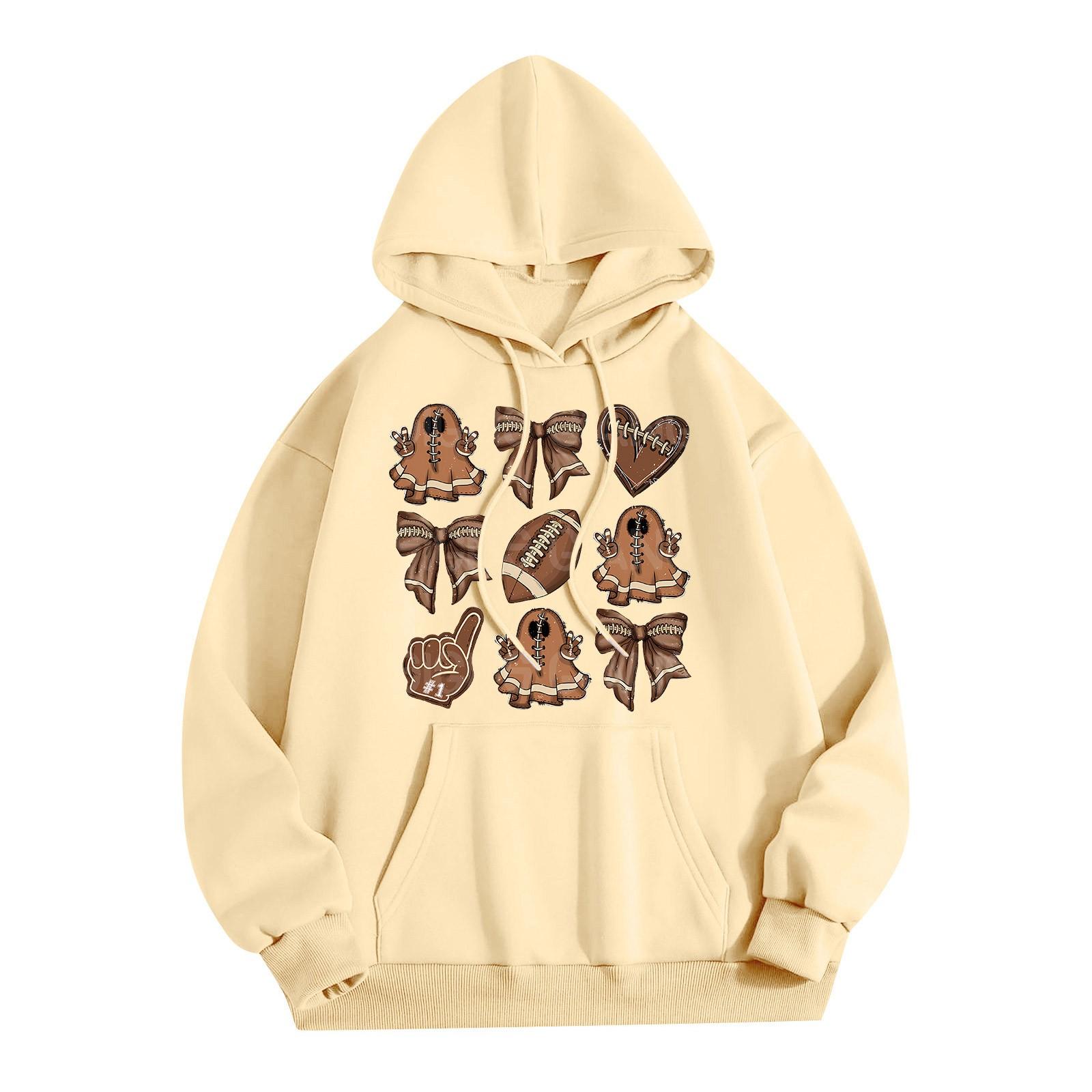 

Женская модная легкая толстовка с длинными рукавами и карманами с принтом регби XXL жёлтый