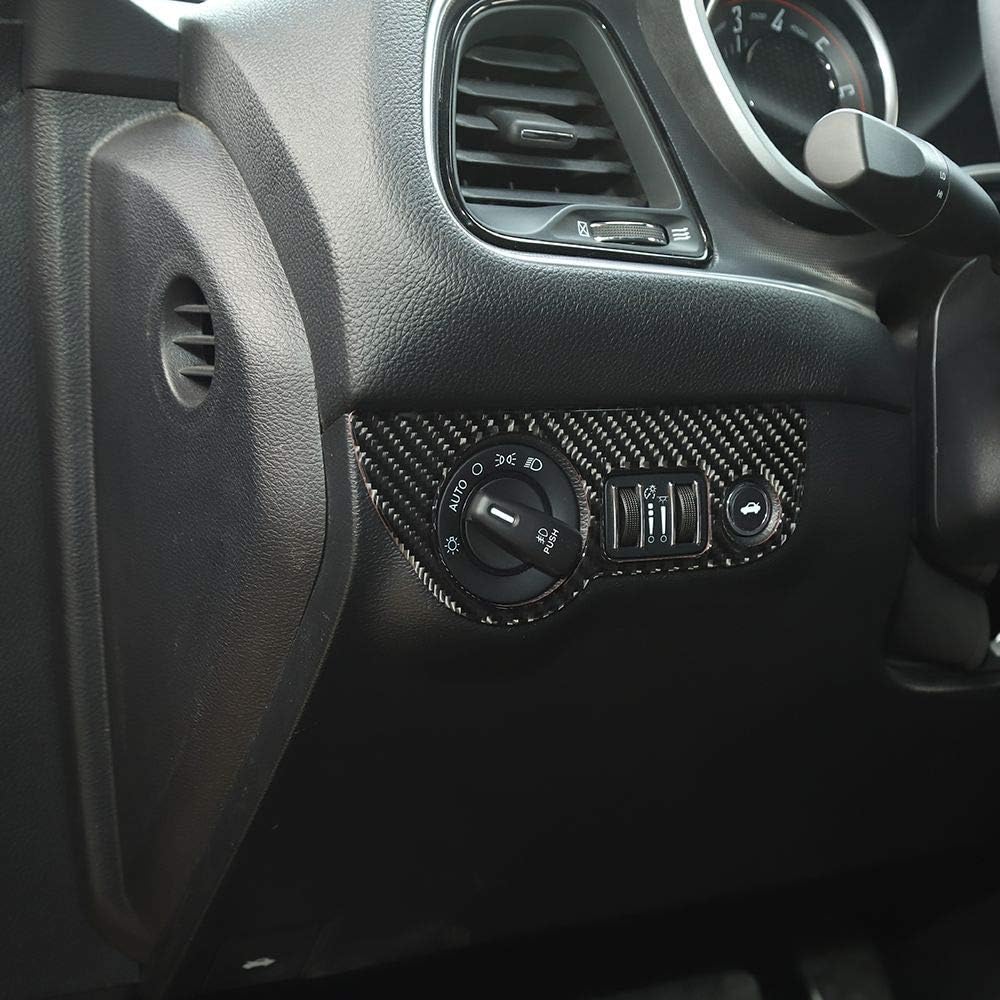 Voodonala for Challenger Charger Real Carbon Fiber Headlight Switches Control Button Knob Trim Decor for 2015-2025+ Dodge Challenger, for 2010-2024+