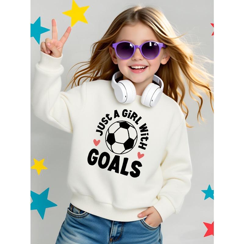 Kids Crewneck Long Sleeve Sweatshirt,Trendy "Just A Girl with Goals" Print Pullover