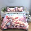 Cozy Deer Family Picnic Scene Exquisite Three-Piece Bedding Set Gift For Kids And Adults