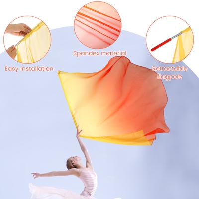 2Pcs Dance Worship Flag with Telescopic Pole Soft Praise Dance Flag Charming Dance Flags Elegant Worship Dance Flags Praise