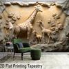 Großer 2D-Giraffen-Hintergrund Realistisches geprägtes Tierfotografie-Hintergrundtuch für die Raumdekoration