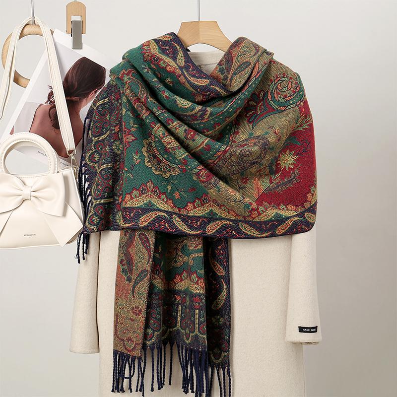 New Shawl Warm Winter Scarf Hijab Women Print Paisley Cashmere Pashmina Thick Wrap Head Neck Foulard Luxury  Blanket Echarpe