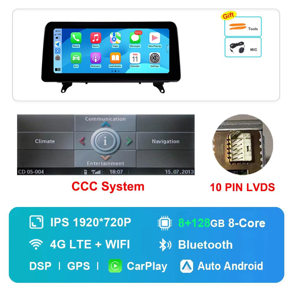 12.3 inch for BMW X5 E70 X6 E71 2007 - 2013 CCC CIC System GPS HD Touch Screen Android Car Radio Multimedia Player