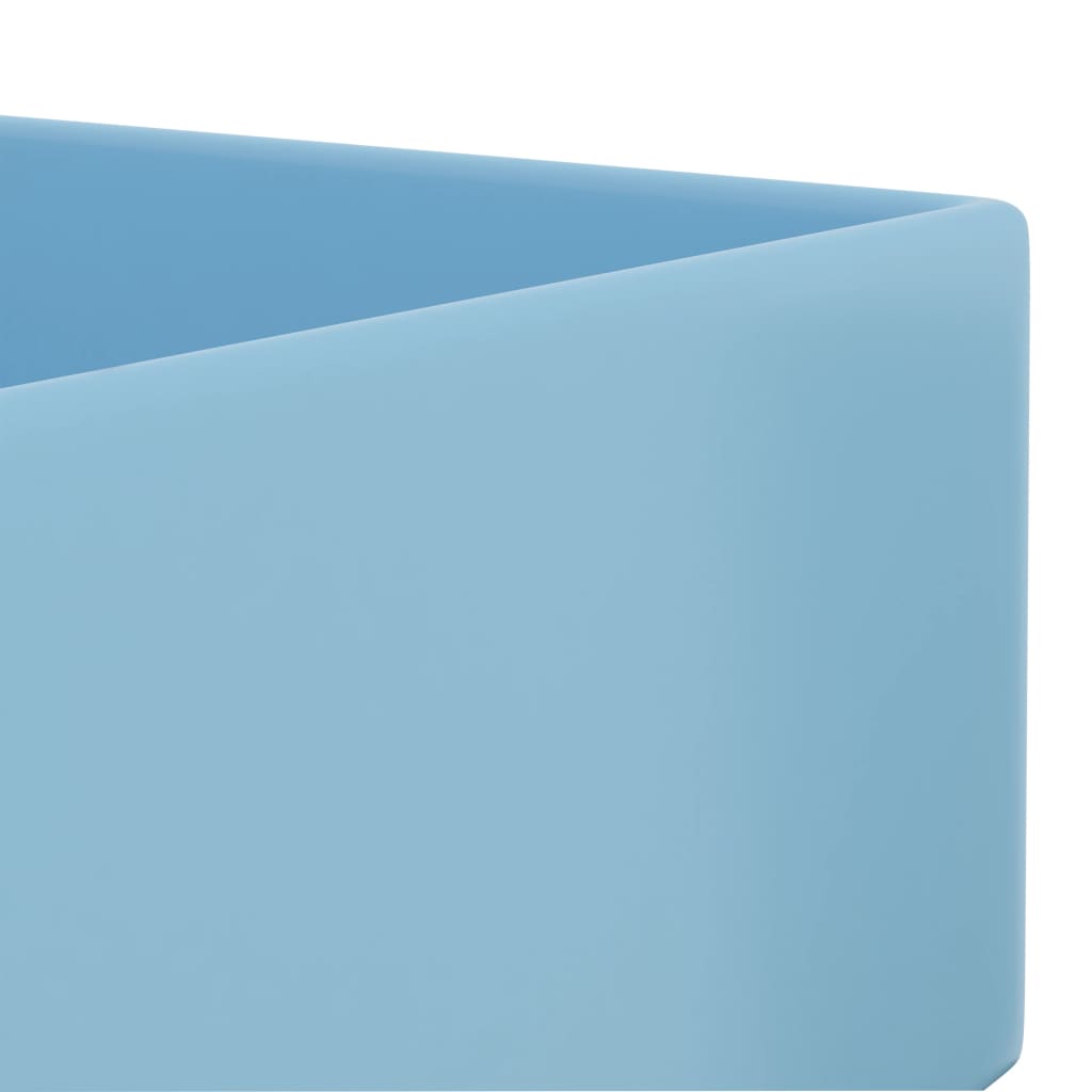 Bathroom Washbasin with Overflow Matte Ceramic Light Blue