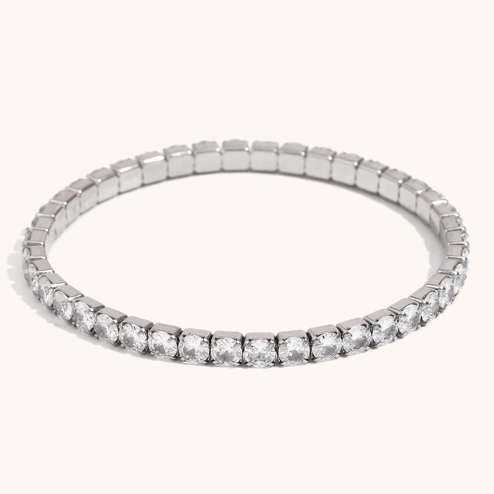 La.Muses Elastic Cubic Zirconia Stainless steel Woman's Bracelet Fashion Luxurious Zircon Party Accessories