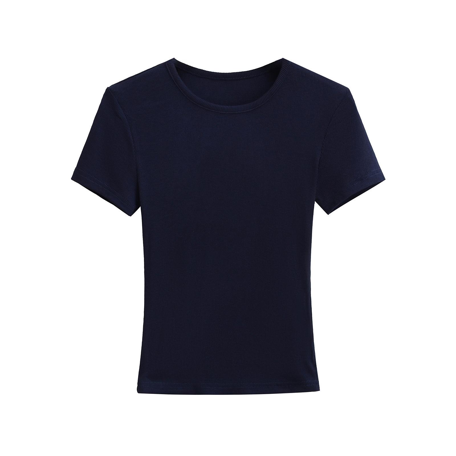 

Women s Basic Crew Neck Solid Color Short Sleeve T-Shirt - Summer 2025 Collection Small (S) темно-синий