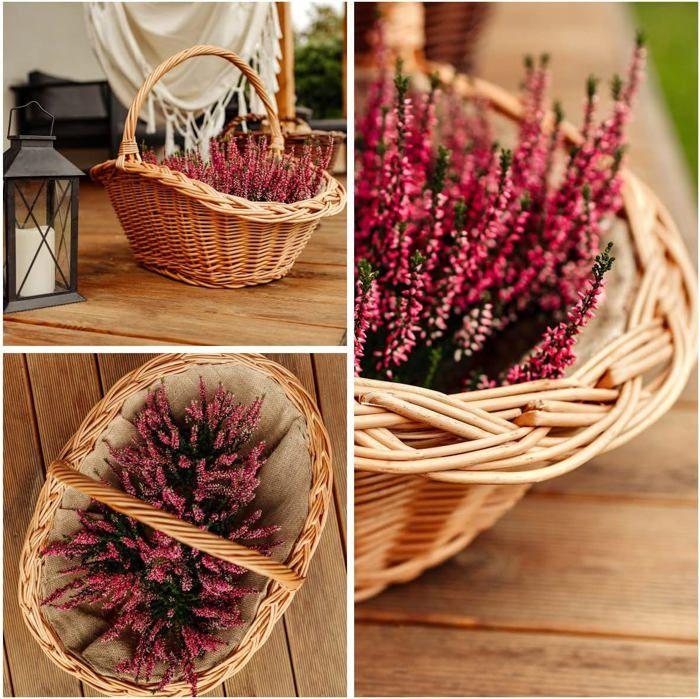 Panier en osier CREATIVE HOME - Rangement bois 60x40x39cm - Tissé à la main - Intérieur en jute - Elegant