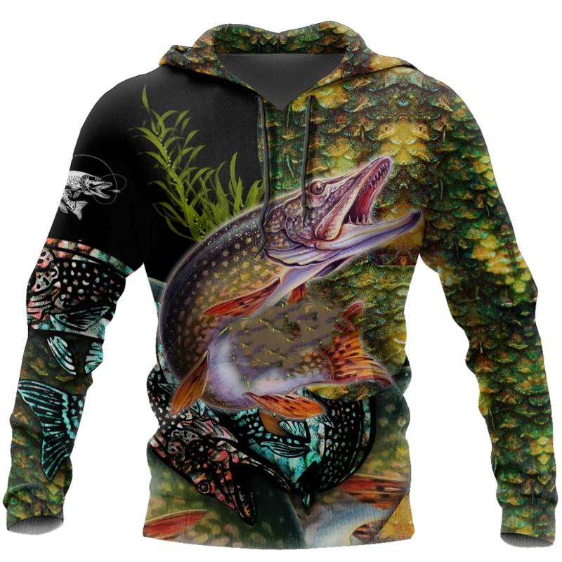 Wild Animals Fishing On Skin 3D Printed Fashion Mens Hoodie Harajuku Streetwear Pullover Autumn Unisex Casual Jacket Tracksuit