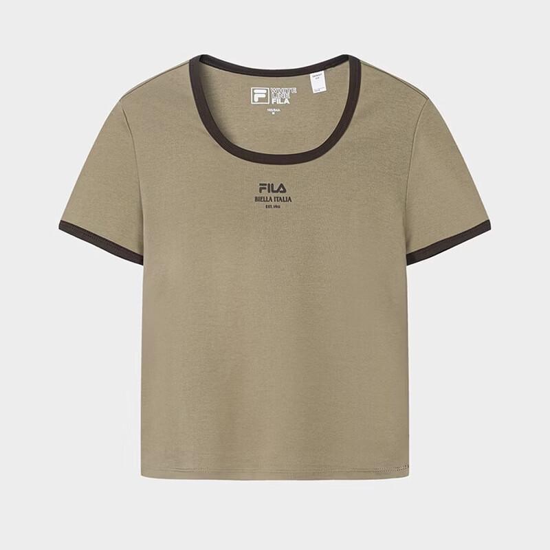 Fila Women's Ribbed U-Neck Fitted Short Sleeve T-Shirt