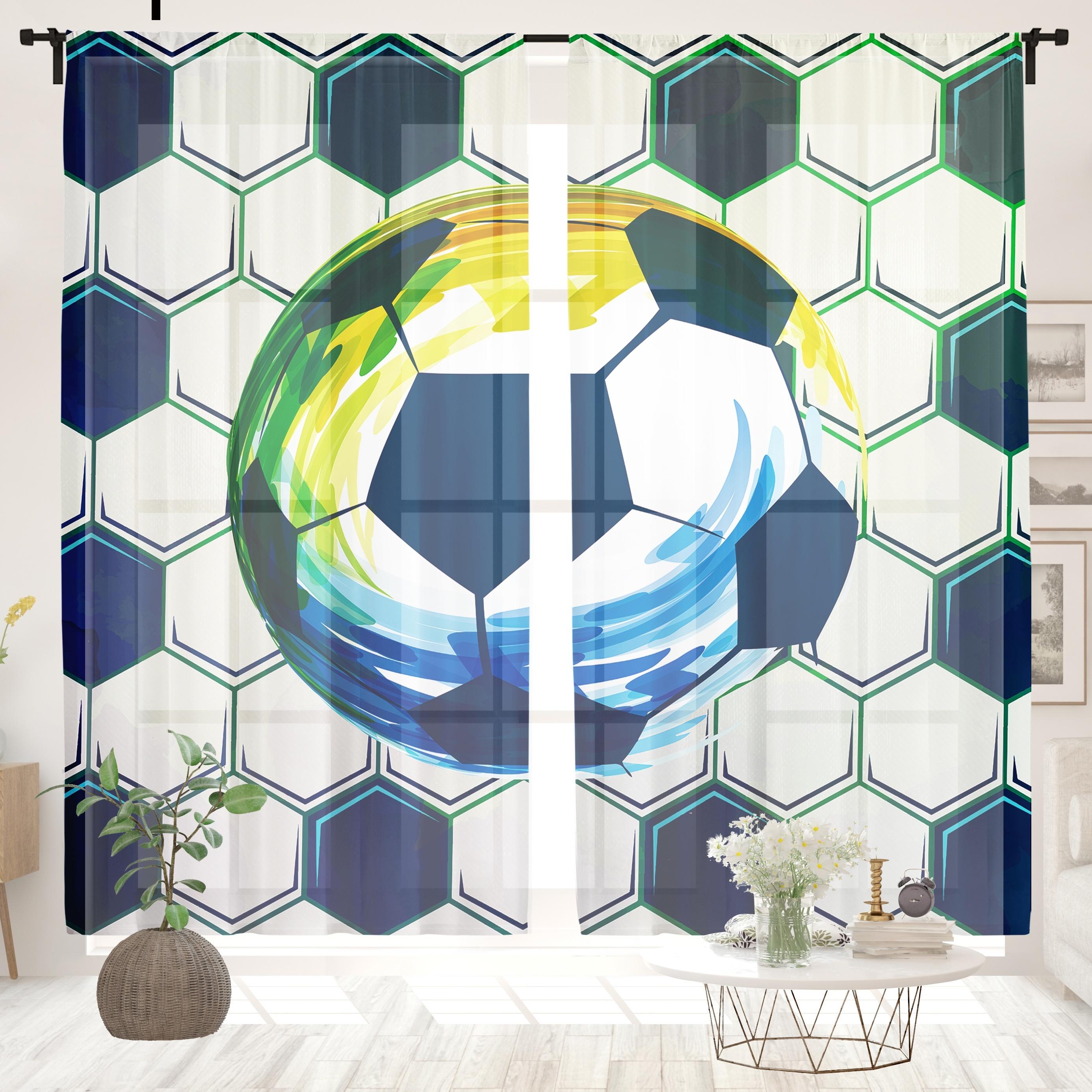 

Polyester Textile Window Curtain Football Club Rod Pocket Sports Place Curtain Rest Room Decor Wall Decor Living Room Home 2x60Wx50H(CM)&Rod Pocket