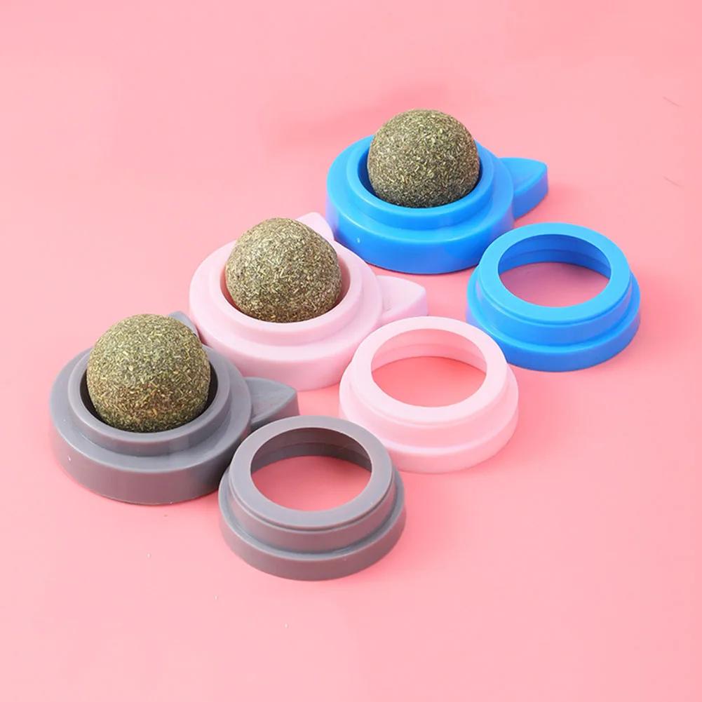 1-3pcs Pet Catnip Toys Wall Ball Licking Snacks Safety Healthy Rotatable Lick Ball Toys Teeth Cleaning for Cats of All Breeds
