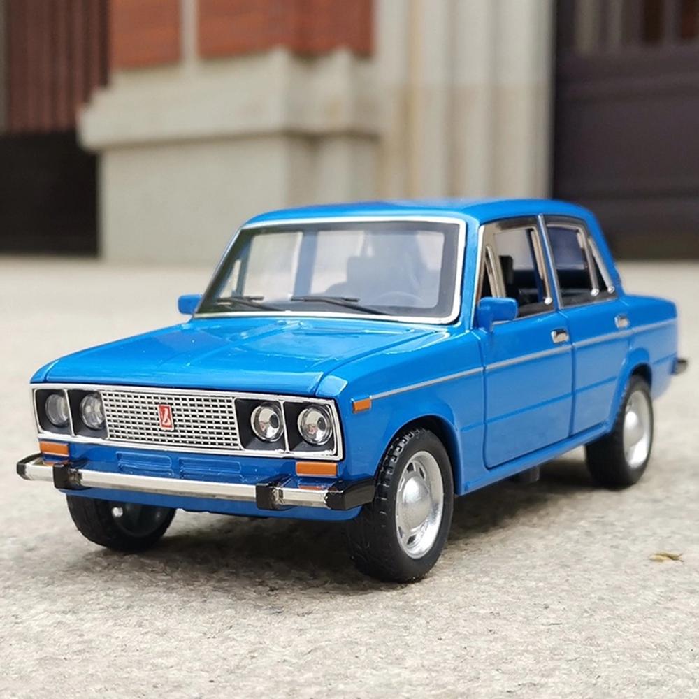 1:24 LADA 2106 M3 Model Toys Diecast Alloy Car 6 Doors Opened Sound Light Pull Back Rubber Tires Miniature Vehices Collect Gifts