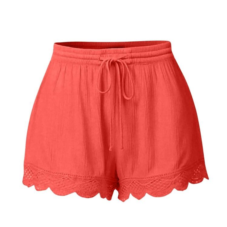 Women Casual Loose Shorts Large Size Lace Drawstring Pants