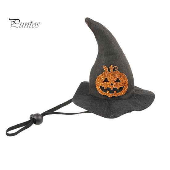 Lightweight Pet Headgear Halloween Cat Witch Hat, Fun Hat with Adjustable Elastic Strap, Cartoon Ghost Pumpkin Bat Skull for Cats Small Dogs