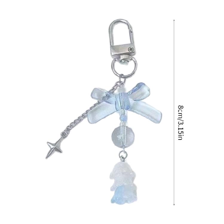 Cute Bowknot Flower Bead Keychain Hanging Decorations Keyring Hanging Ornament