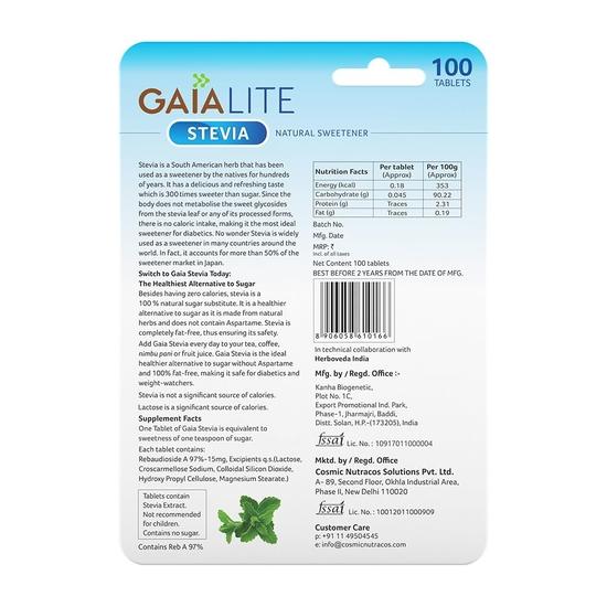 Gaia Lite Stevia NaturalPowdered , Natural Sugarfree Sweetener Perfect for Diabetes Management and Weight Loss|Made with Natural Stevia Extrac