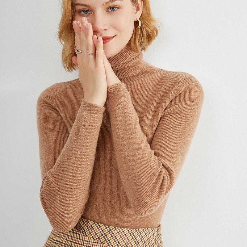 Autumn and Winter Women's Stacked Collar Round Neck Slim Pullover Hundred Yards Bottoming Knitwear